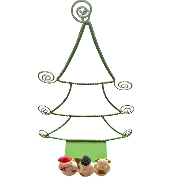 HALLMARK Snowmen & Christmas Tree Metal Card Holder Photo Display - Picture 2 of 8